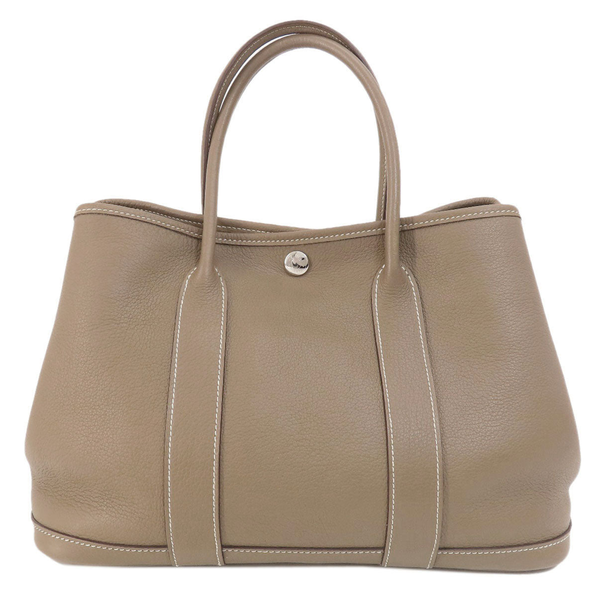 HERMES Handbag Country beige Garden Party TPM Etoupe Etoupe SilverMetal