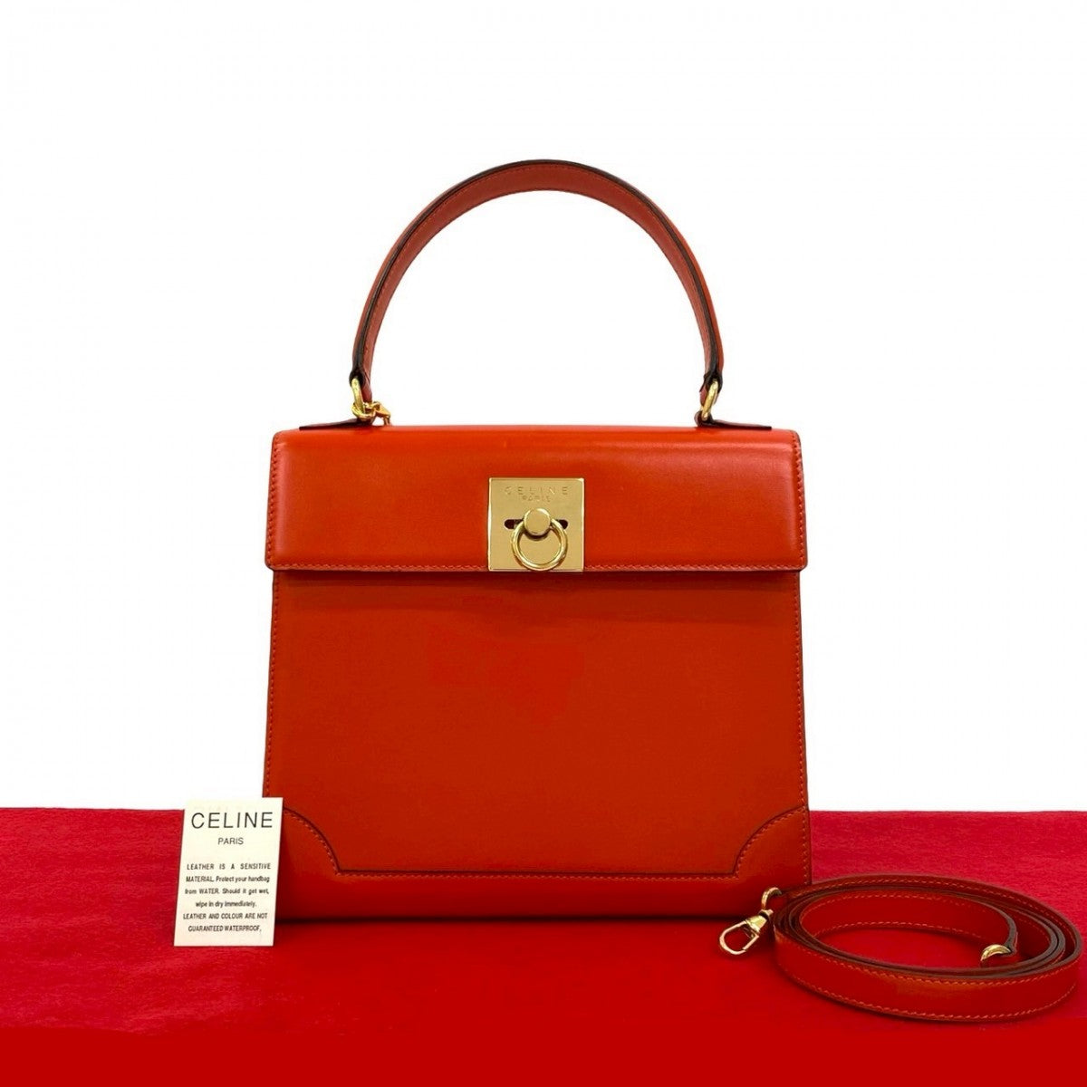 CELINE Shoulder Bag leather Orange