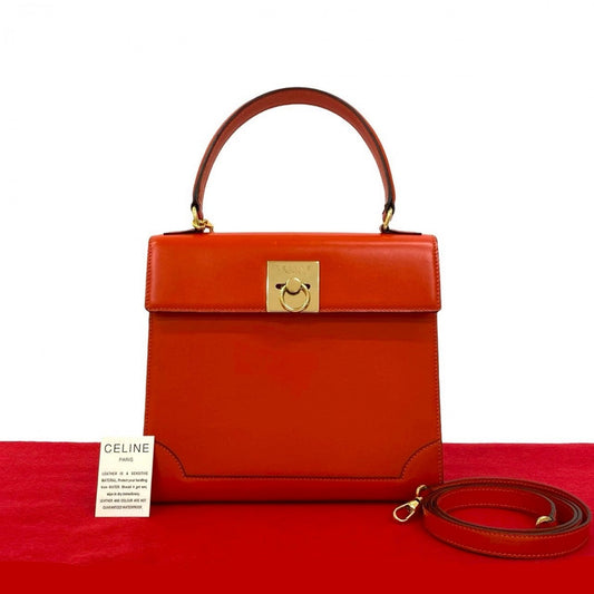 CELINE Shoulder Bag leather Orange