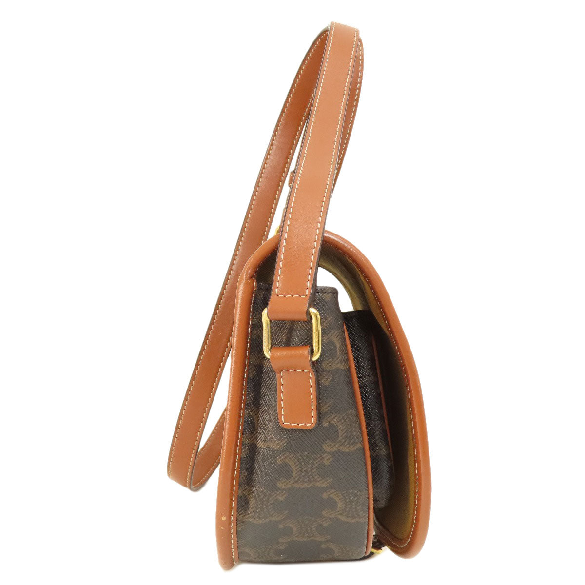 CELINE Shoulder Bag PVC Brown Macadam Pattern Women