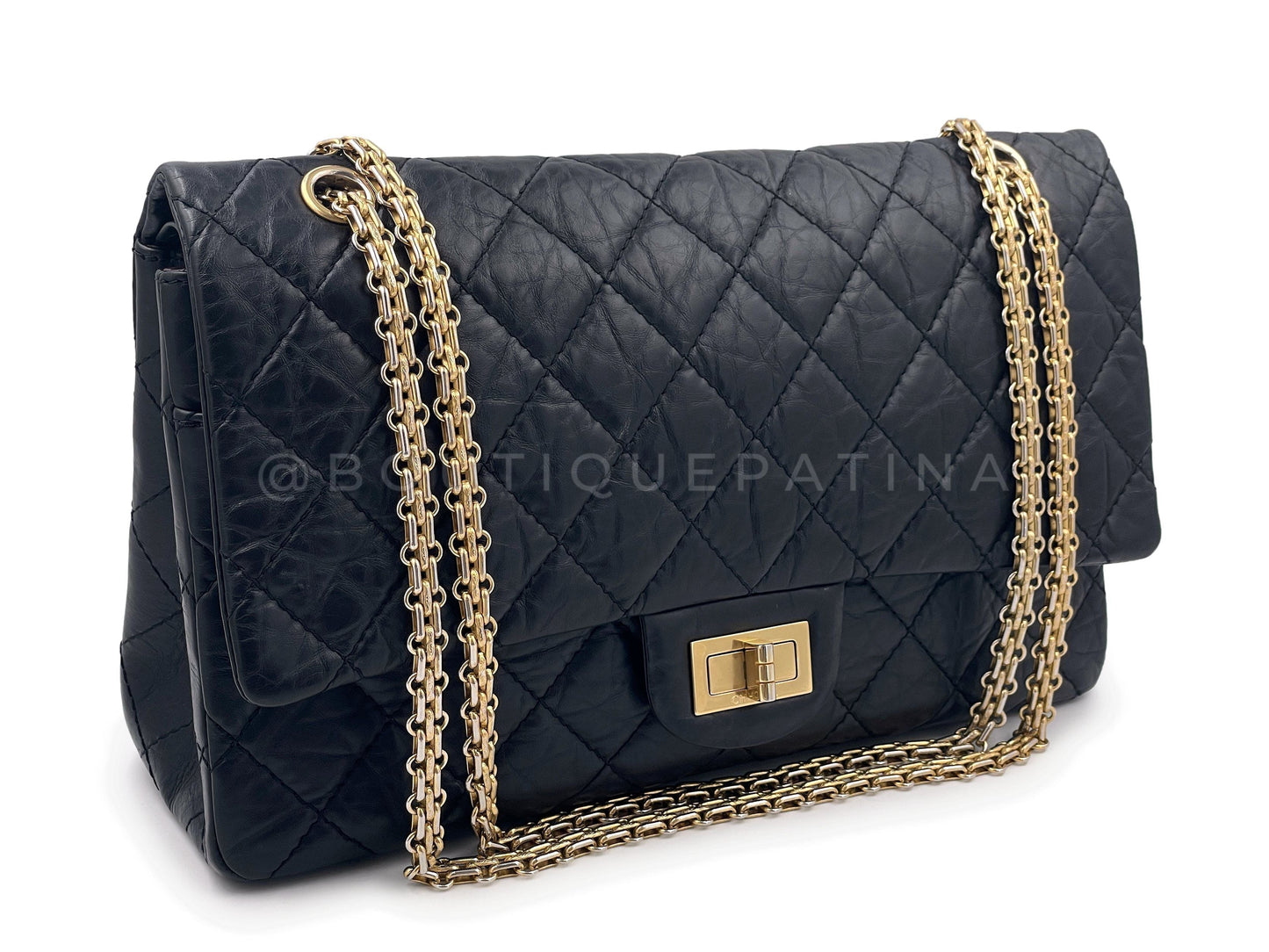 Chanel Black Aged Calfskin Reissue Large 227 2 55 Flap Bag GHW
