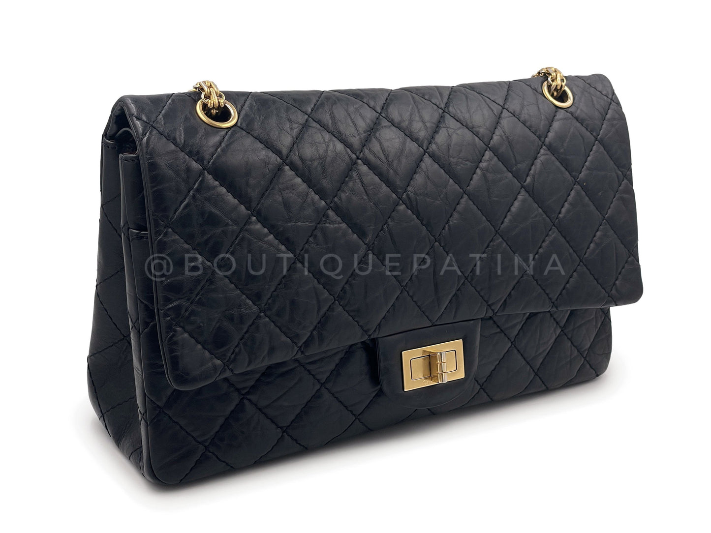 Chanel Black Aged Calfskin Reissue Large 227 2 55 Flap Bag GHW
