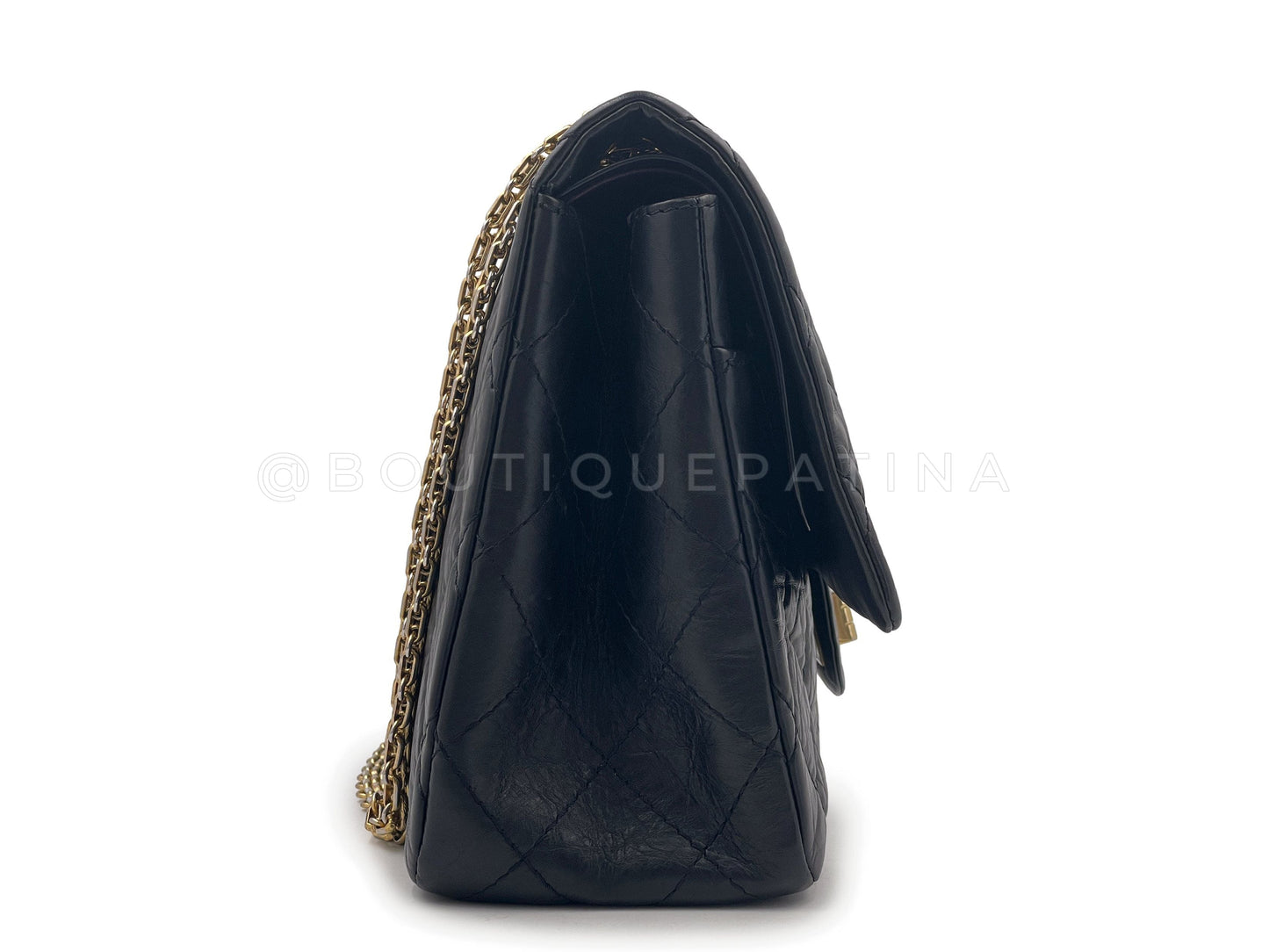 Chanel Black Aged Calfskin Reissue Large 227 2 55 Flap Bag GHW