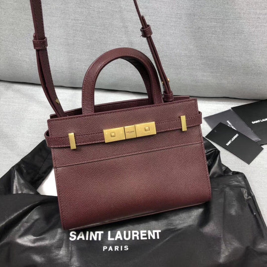 Yves Saint Laurent Manhattan Nano Shopping Bag In Box Burgundy
