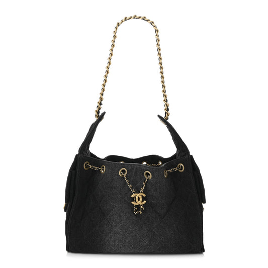 Washed Quilted Small Chanel 25 Handbag Black