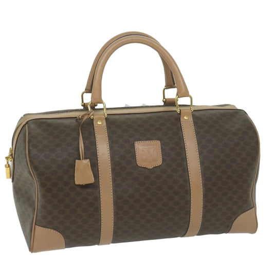 Luxury CELINE Macadam Canvas Boston Bag PVC Brown 65445