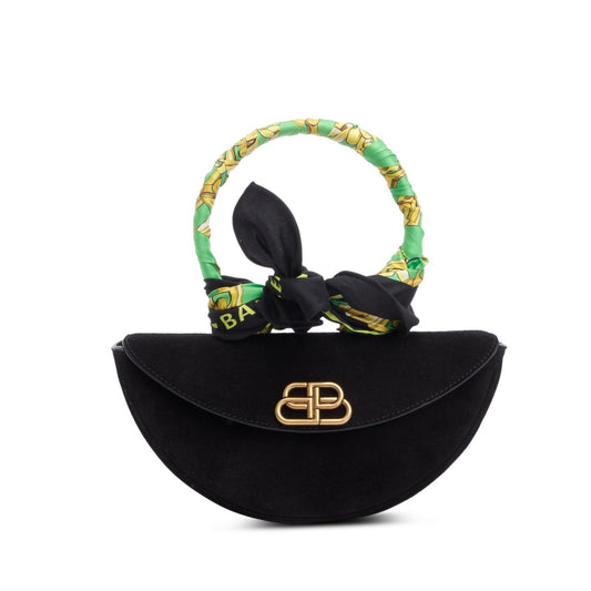Balenciaga Black Suede Opera Clutch