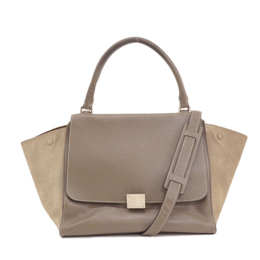 CELINE Tote Bag leather Brown Trapeze 2WAY Women