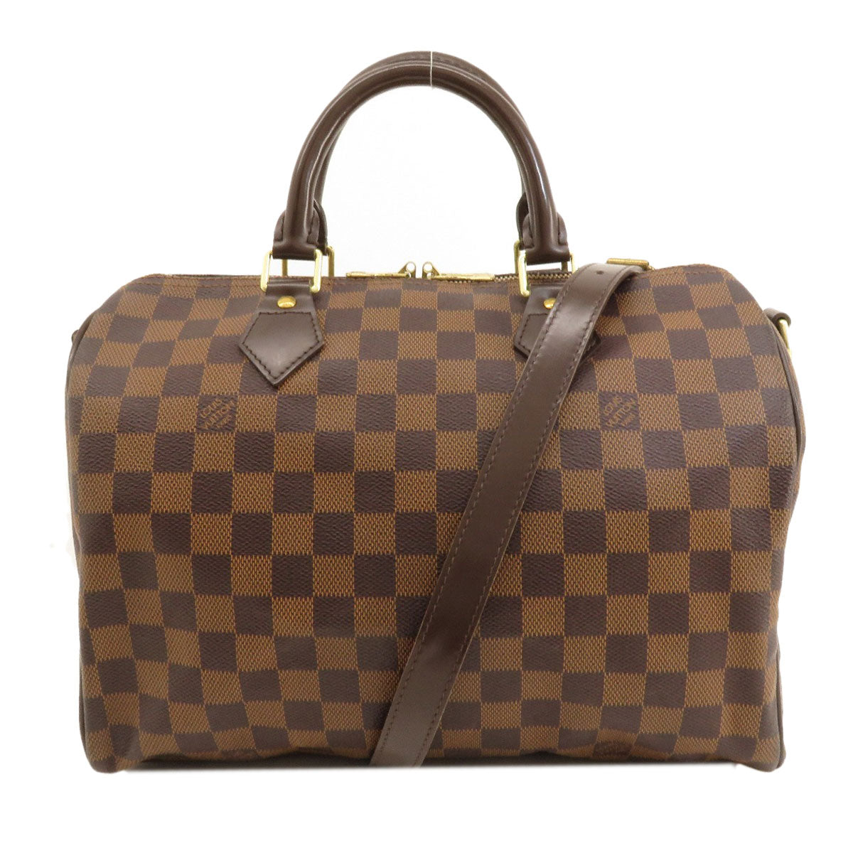 LOUIS VUITTON Boston Duffel bag Damier canvas Brown Bandouliere 30 Damier Ebene