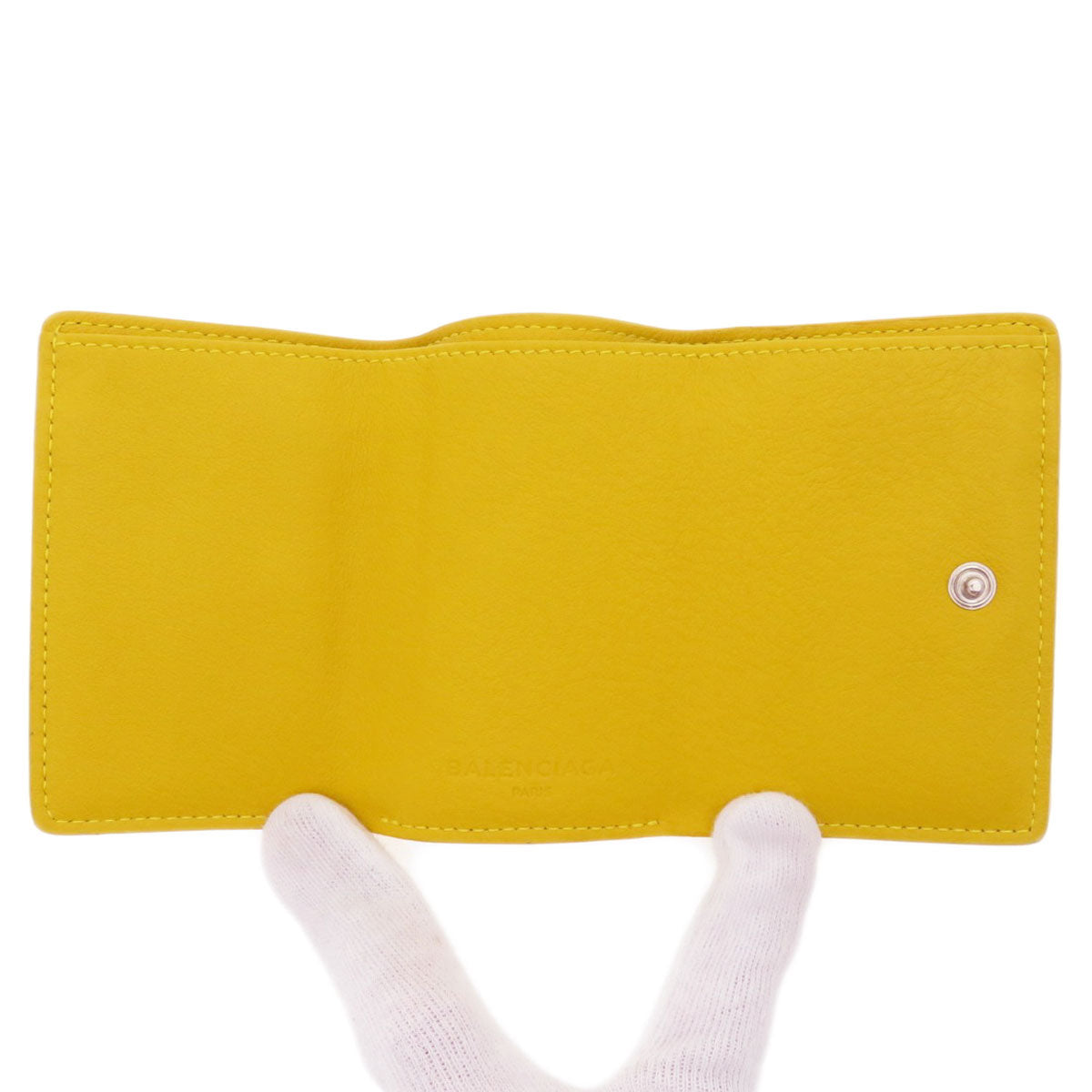 BALENCIAGA Bifold Wallet 391446 Calfskin yellow Compact Wallet Paper Women