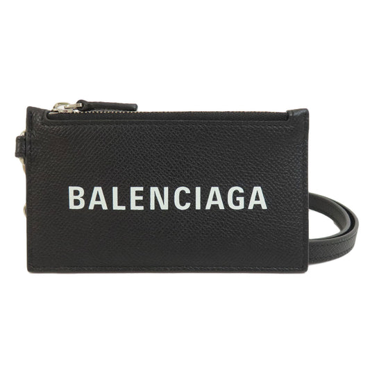 BALENCIAGA Coin case 594548 leather black logo Women(Unisex)