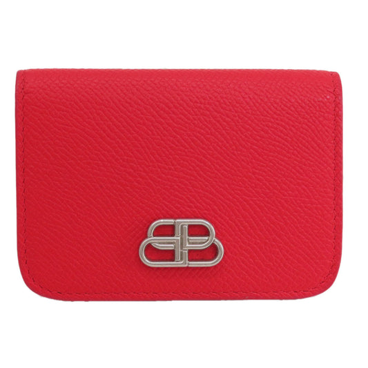 BALENCIAGA Bifold Wallet 601387 leather Red BB logo compact wallet Women