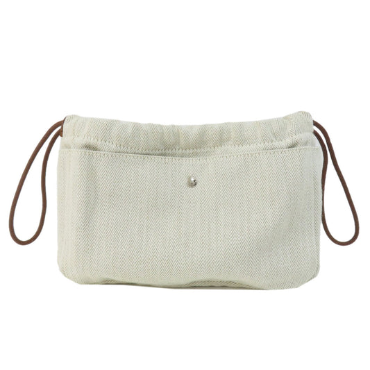 HERMES Cosmetics Pouch Towal chevron beige Foolby 20 Women