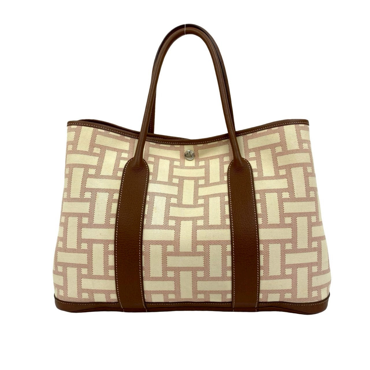 HERMES Tote Bag canvas Brown Garden party PM