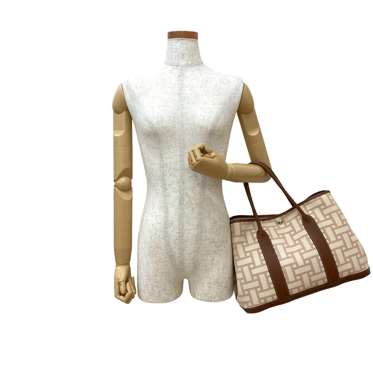 HERMES Tote Bag canvas Brown Garden party PM