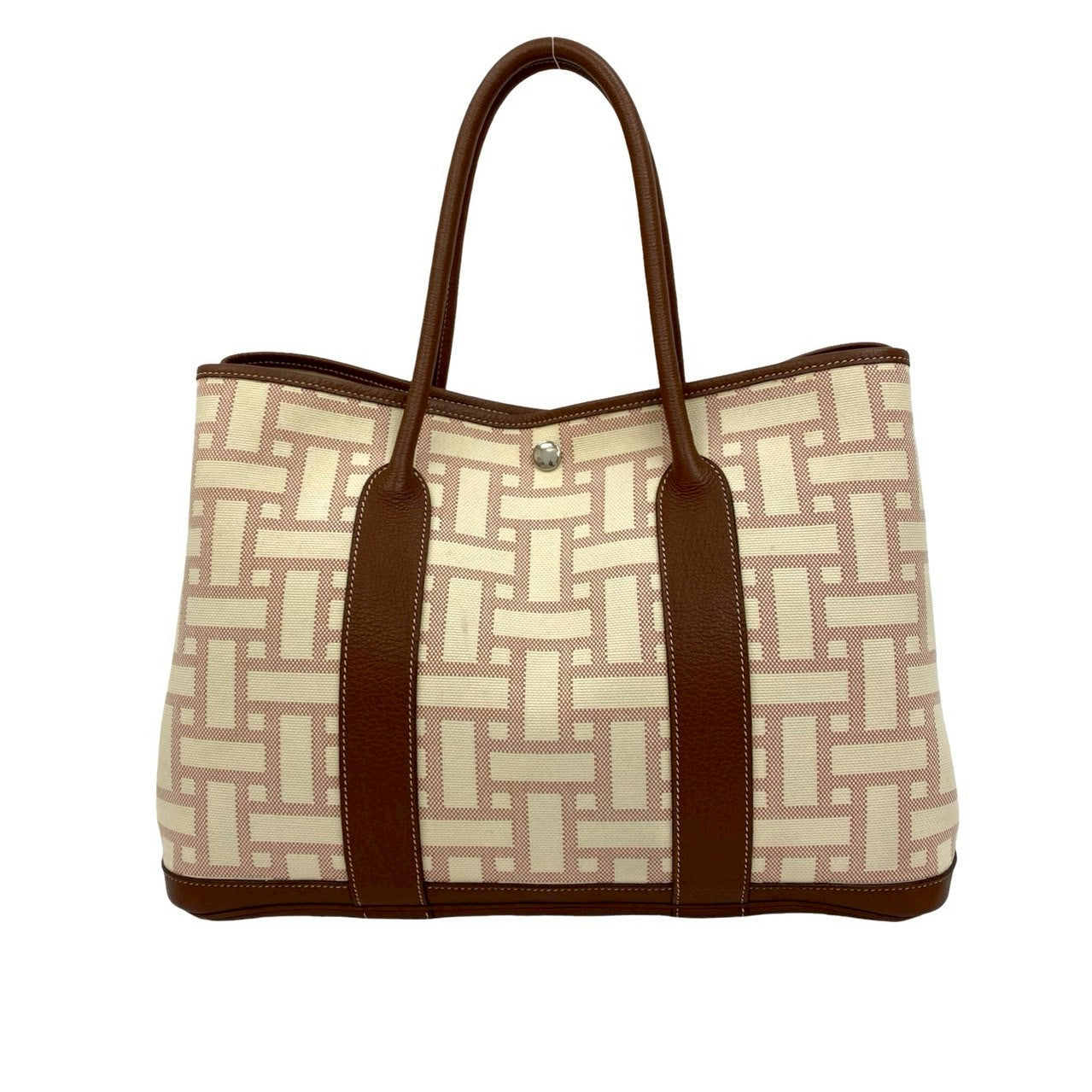 HERMES Tote Bag canvas Brown Garden party PM