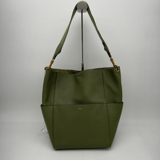 Luxury CELINE Soft Grained Calfskin Sangle Bucket Bag Light Khaki LA36440