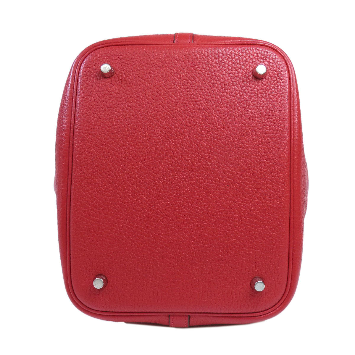 HERMES Handbag Taurillon Clemence Red Picotin Lock MM SilverMetal