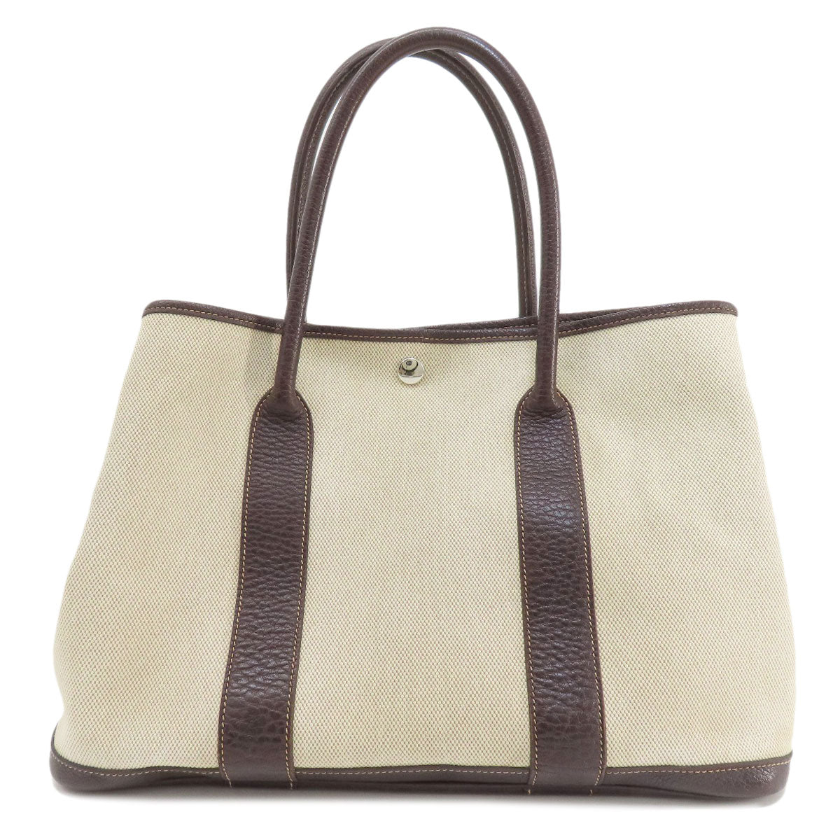HERMES Tote Bag Tower ash beige Garden Party PM Maroon SilverMetal Women