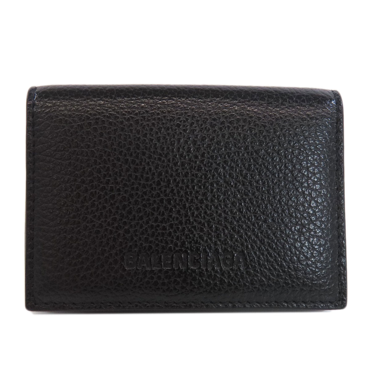 BALENCIAGA Bifold Wallet 664037 leather black Tri-fold Wallet Mini Wallet mens