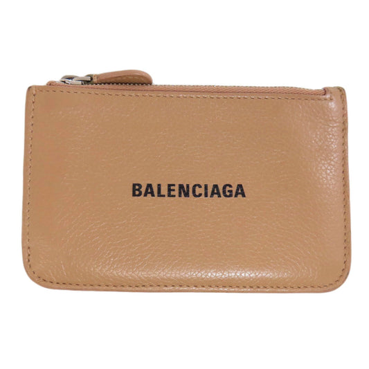 BALENCIAGA Coin case 637130 leather beige logo Women