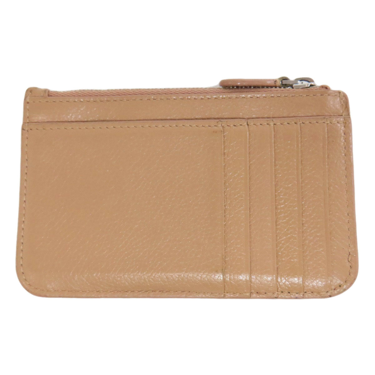 BALENCIAGA Coin case 637130 leather beige logo Women