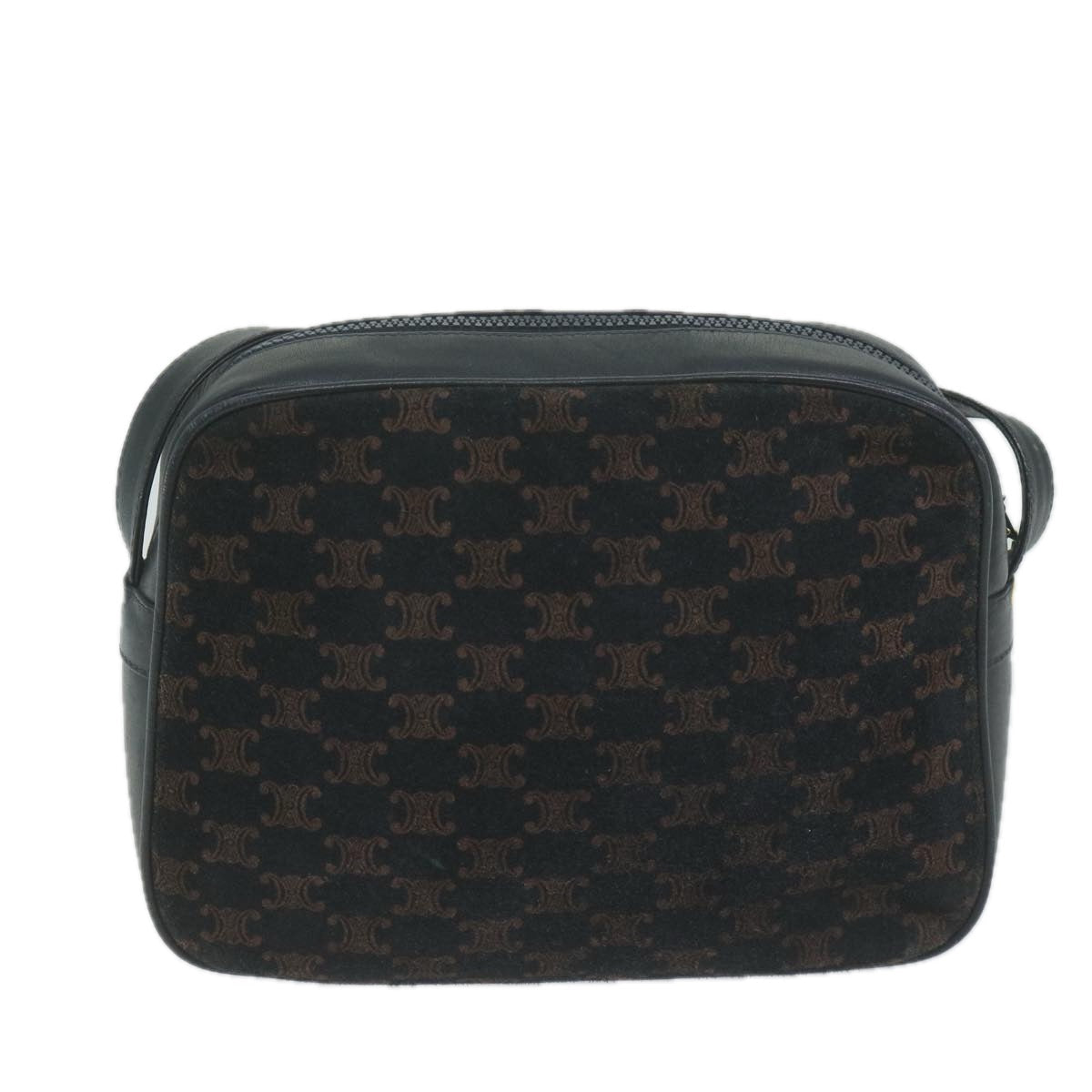 Luxury CELINE Macadam Canvas Shoulder Bag Navy 65782