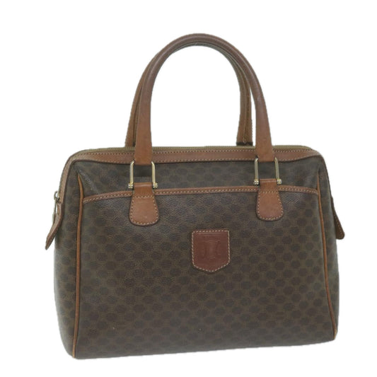 Luxury CELINE Macadam Canvas Boston Bag PVC Brown 65783