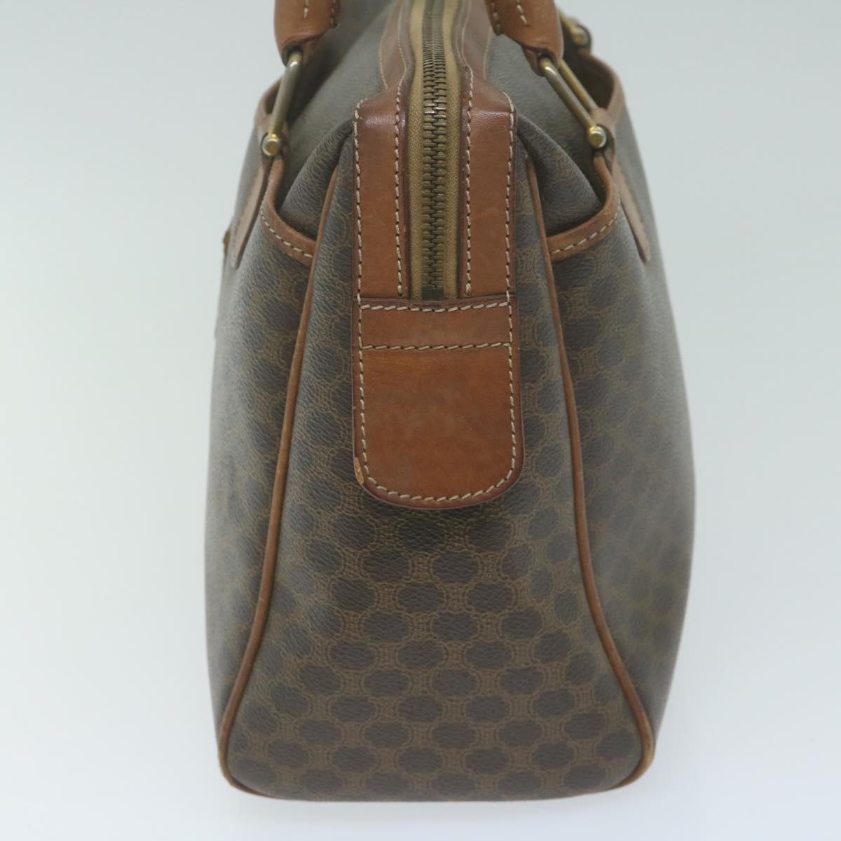 Luxury CELINE Macadam Canvas Boston Bag PVC Brown 65783
