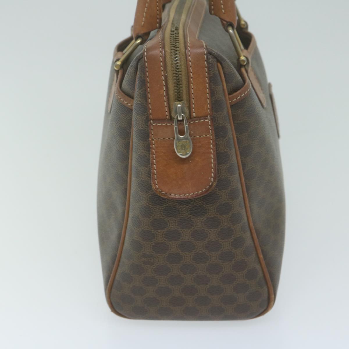 Luxury CELINE Macadam Canvas Boston Bag PVC Brown 65783