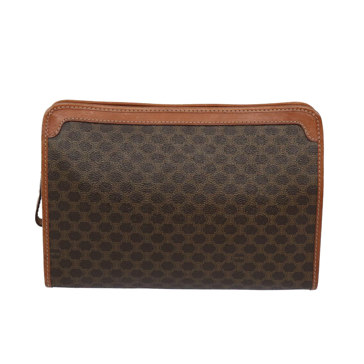 Luxury CELINE Macadam Canvas Clutch Bag PVC Brown 65785
