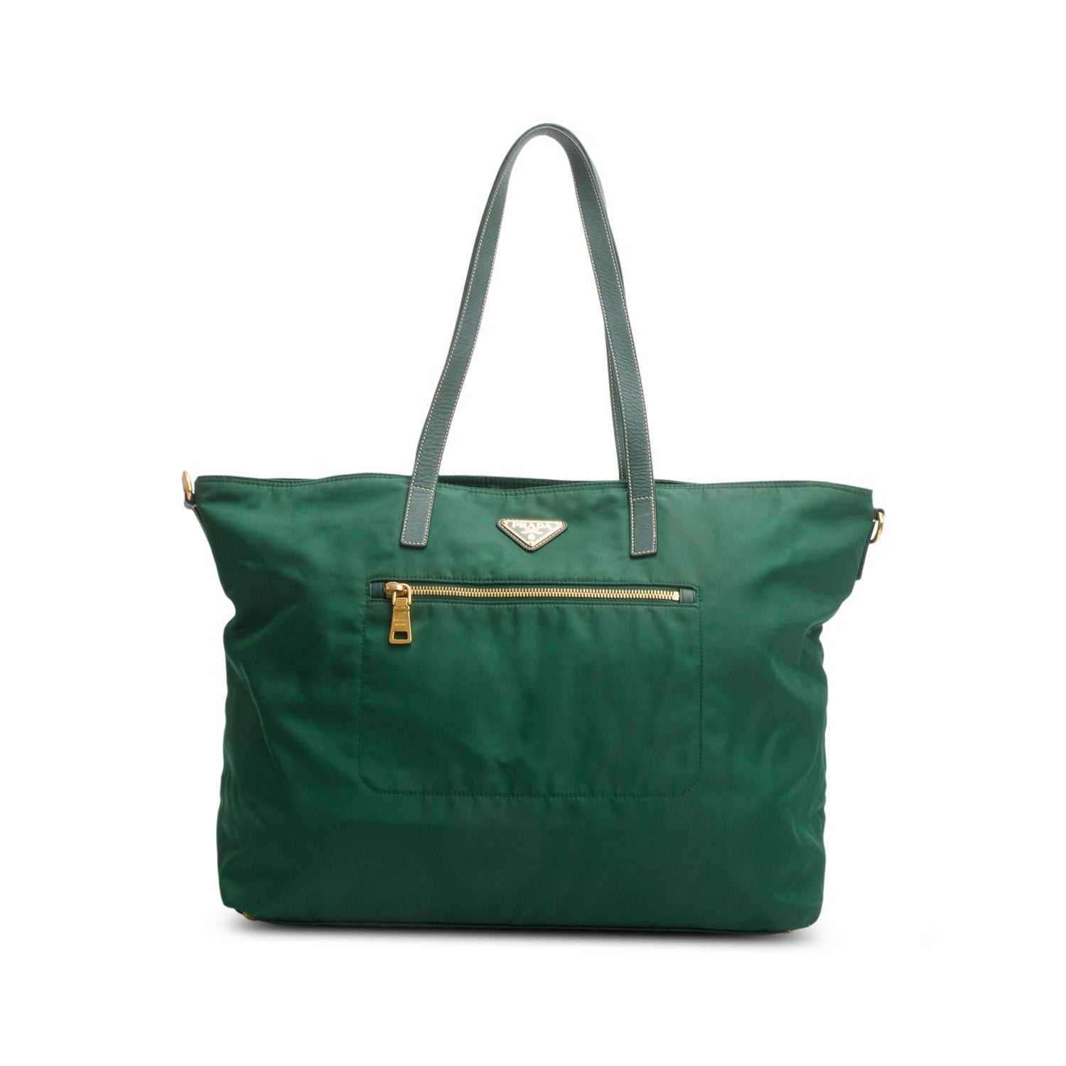 Prada Green Saffiano-Trimmed Tessuto Nylon Tote