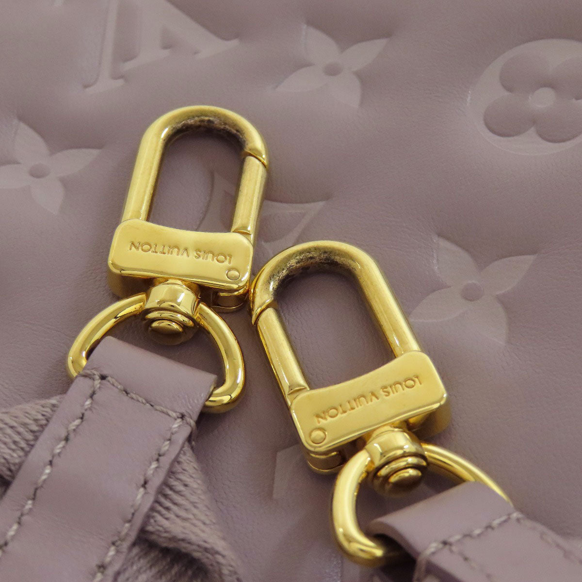 LOUIS VUITTON Handbag Lamb leather gray Kussan PM Women