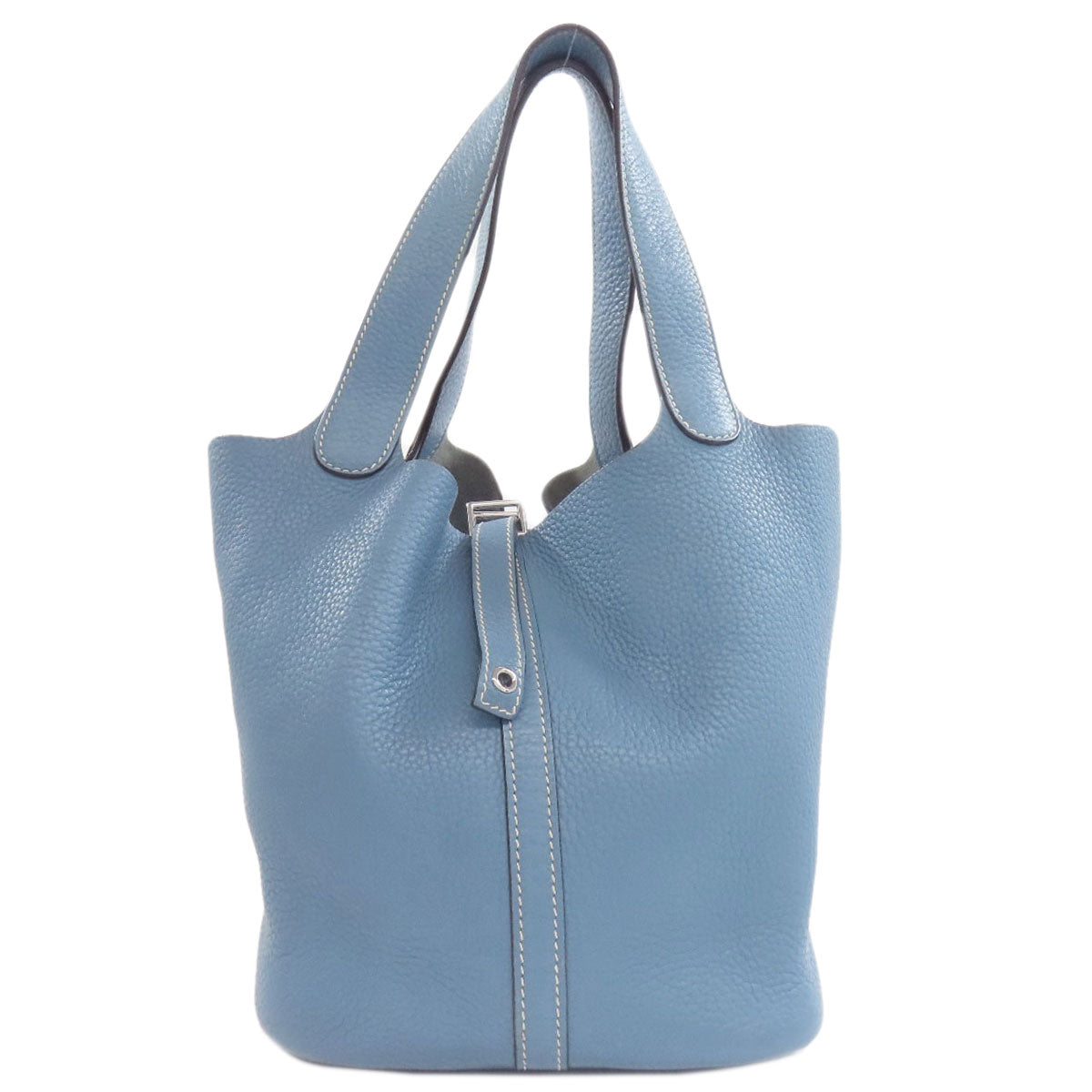 HERMES Handbag Taurillon Clemence blue Picotin Lock MM SilverMetal Women