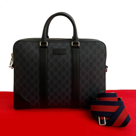 GUCCI Shoulder Bag leather black GG Supreme