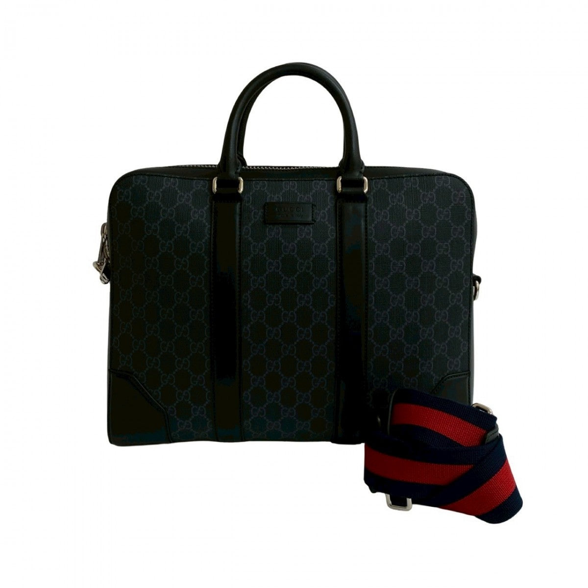 GUCCI Shoulder Bag leather black GG Supreme
