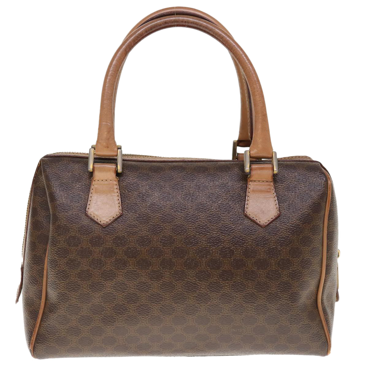 Luxury CELINE Macadam Canvas Boston Bag PVC Brown 65901