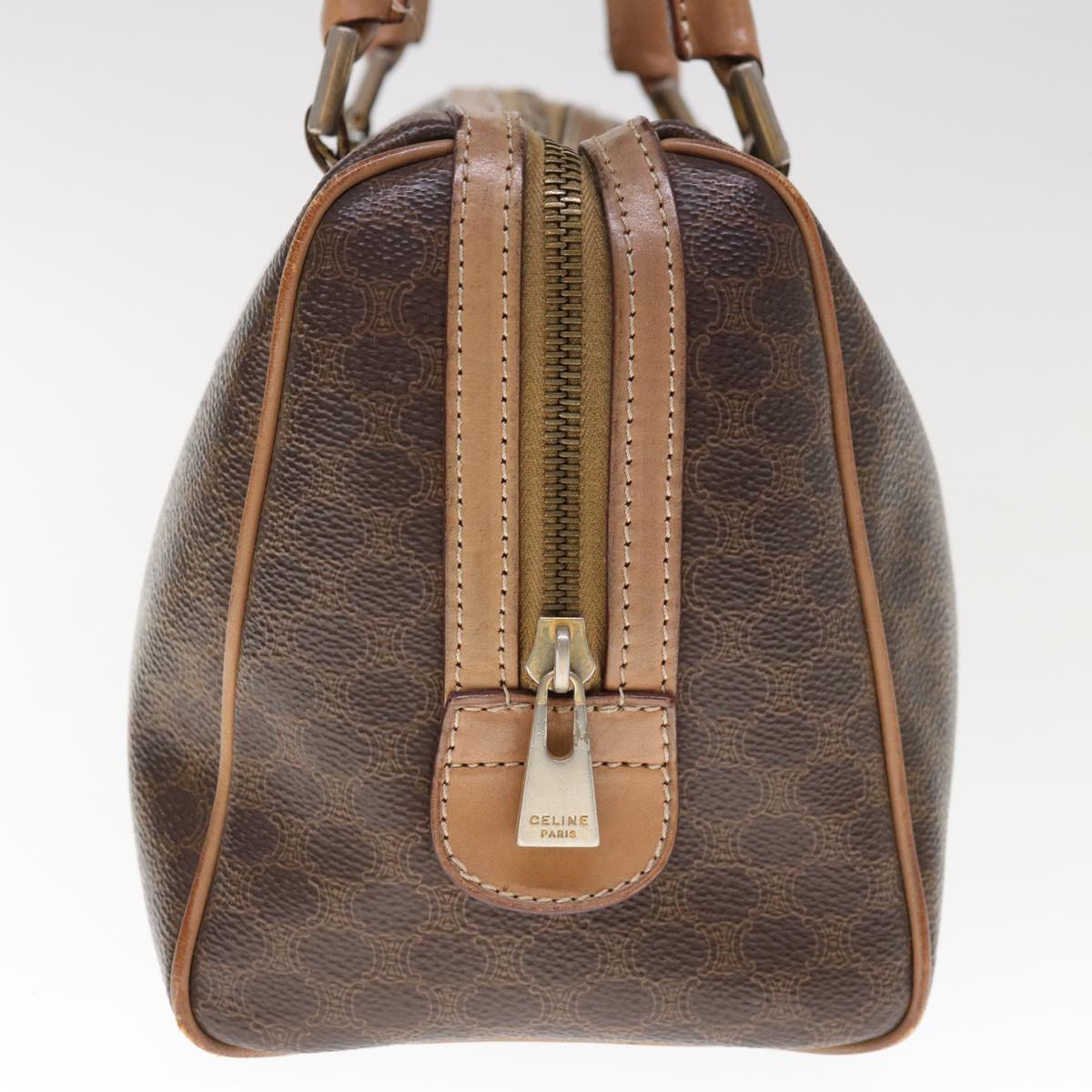 Luxury CELINE Macadam Canvas Boston Bag PVC Brown 65901