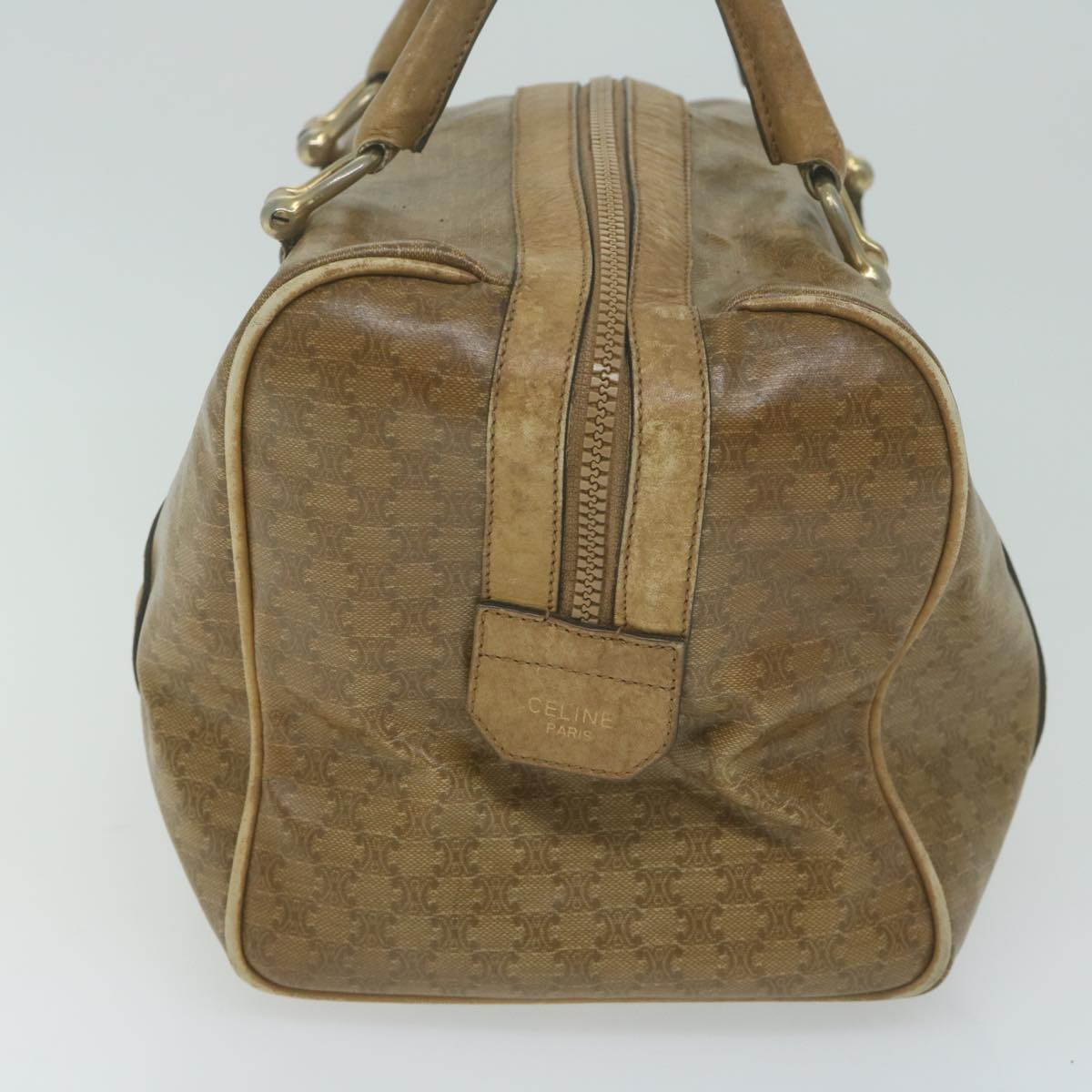 Luxury CELINE Macadam Canvas Boston Bag Beige 65912