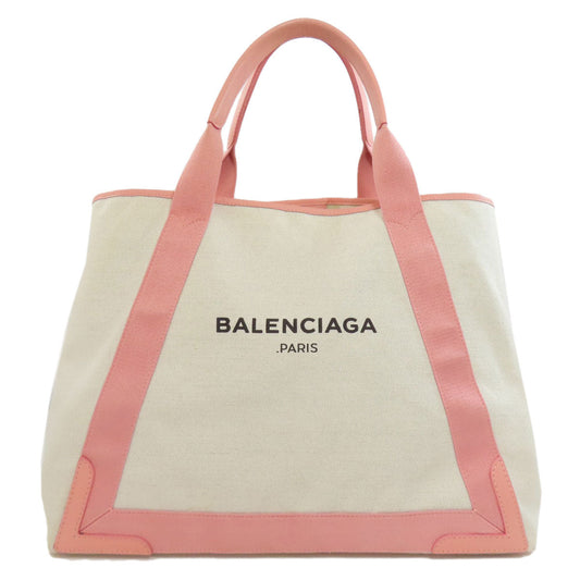 BALENCIAGA Tote Bag 339936 canvas white Navy kabas M Women