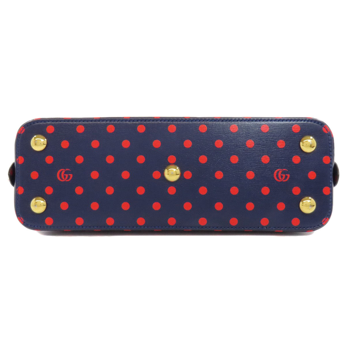 GUCCI Handbag 620850 leather Navy Horsebit Dot Pattern Women