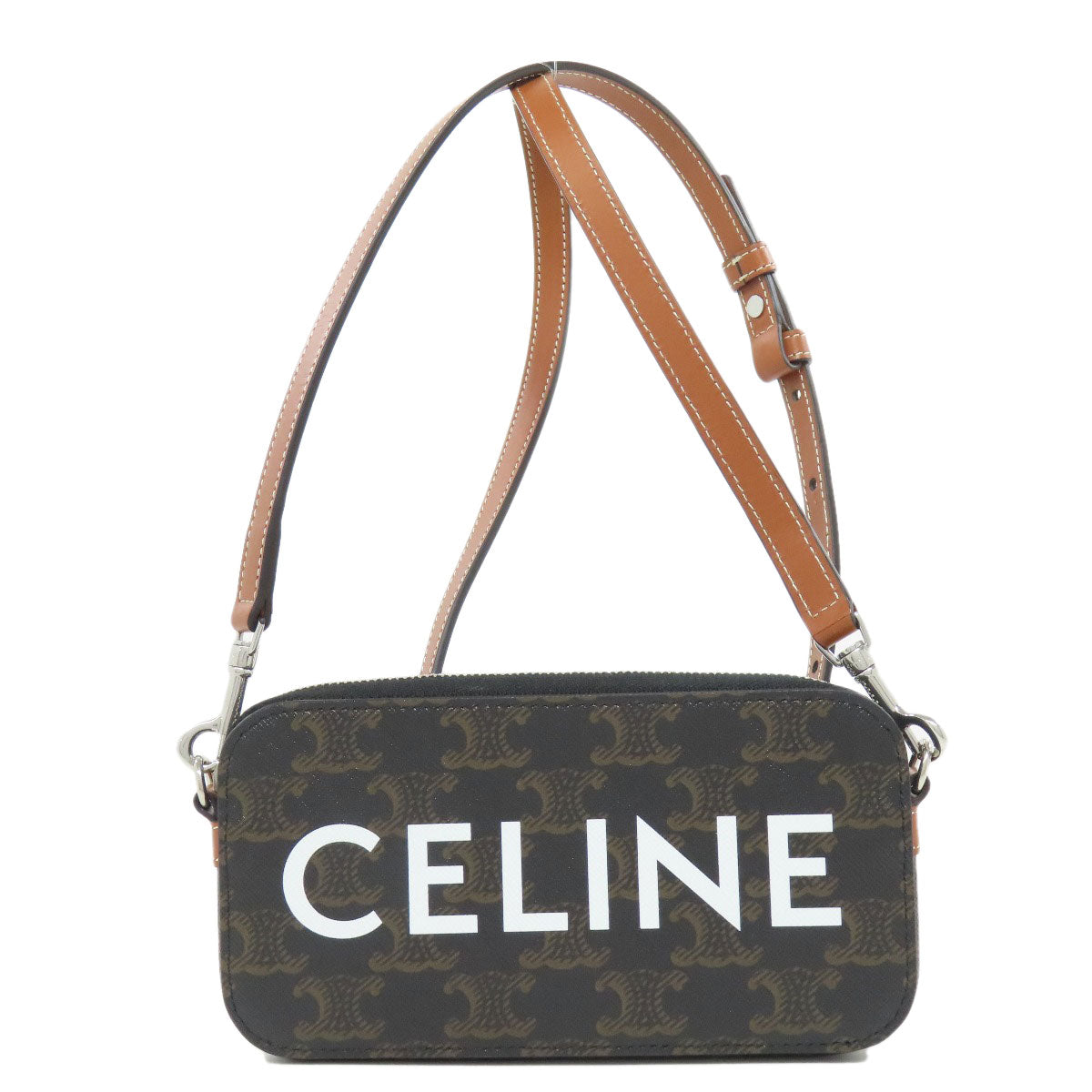 CELINE Shoulder Bag PVC Brown Triomphe Women