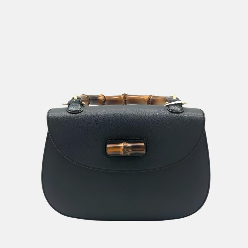 Gucci Bamboo 1947 Top Handle Bag Leather Medium Black