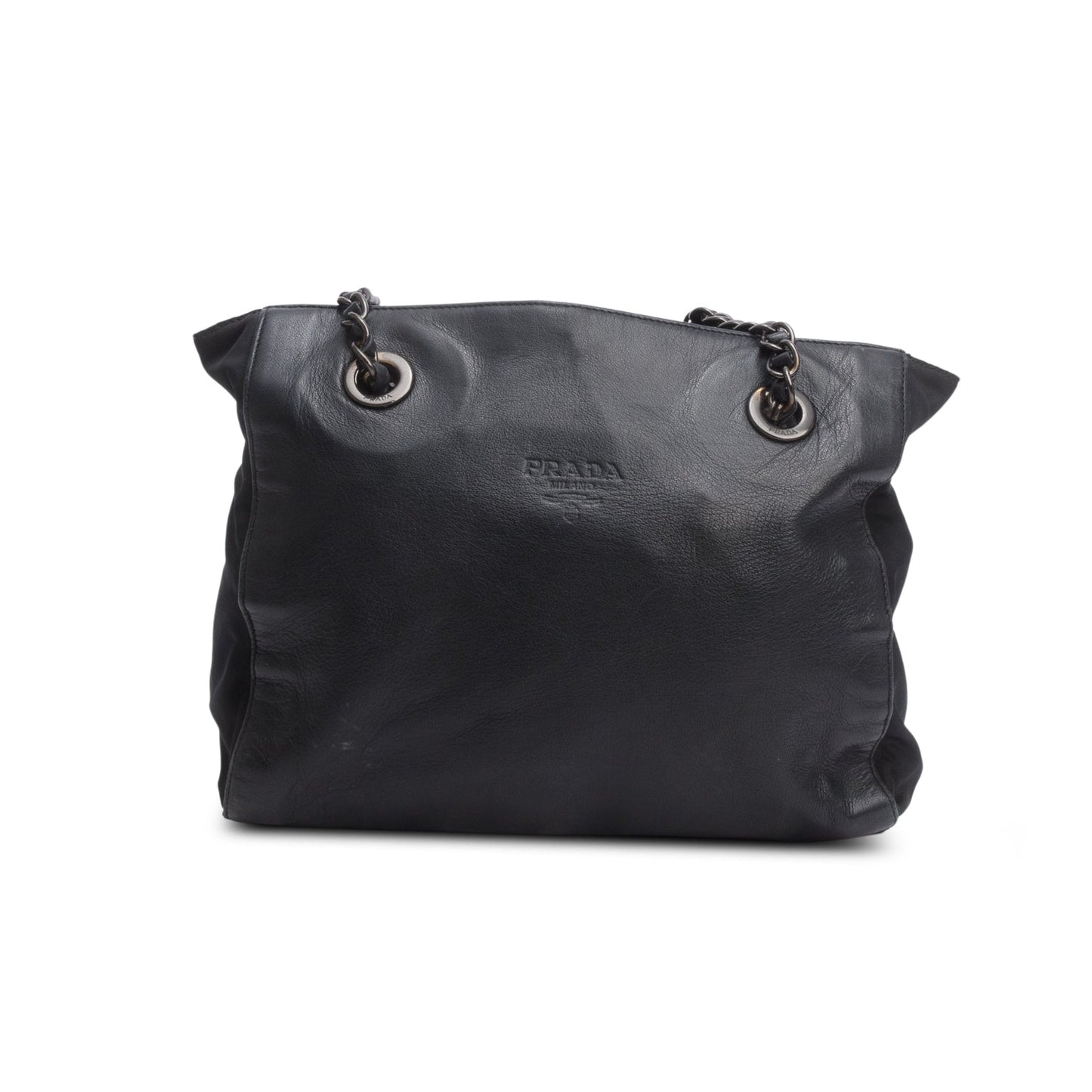 Prada Black Nappa Leather & Tessuto Nylon Catena Bag