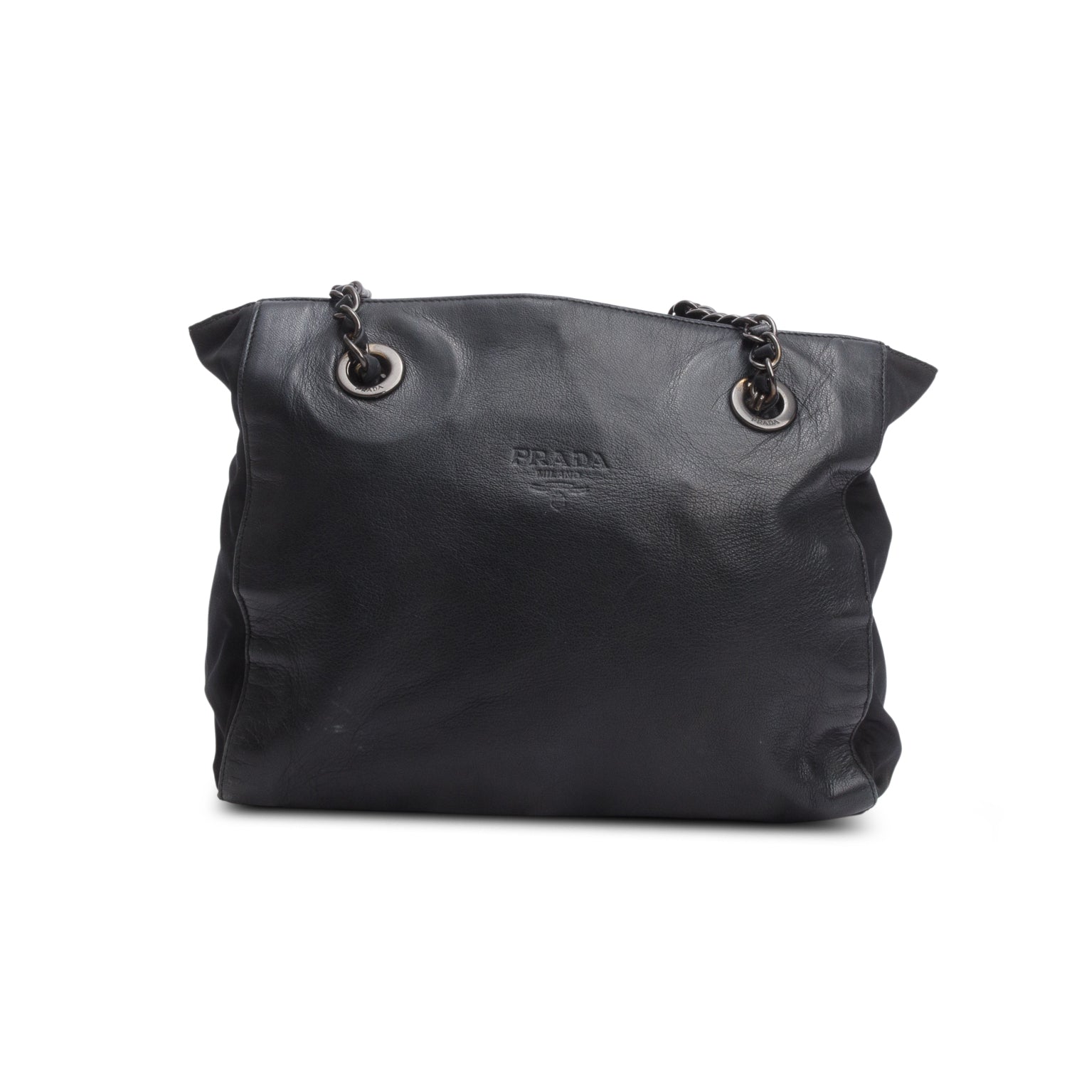 Prada Black Nappa Leather & Tessuto Nylon Catena Bag