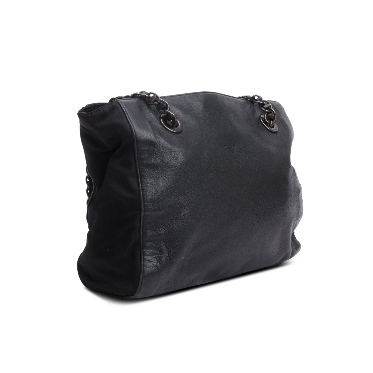 Prada Black Nappa Leather & Tessuto Nylon Catena Bag