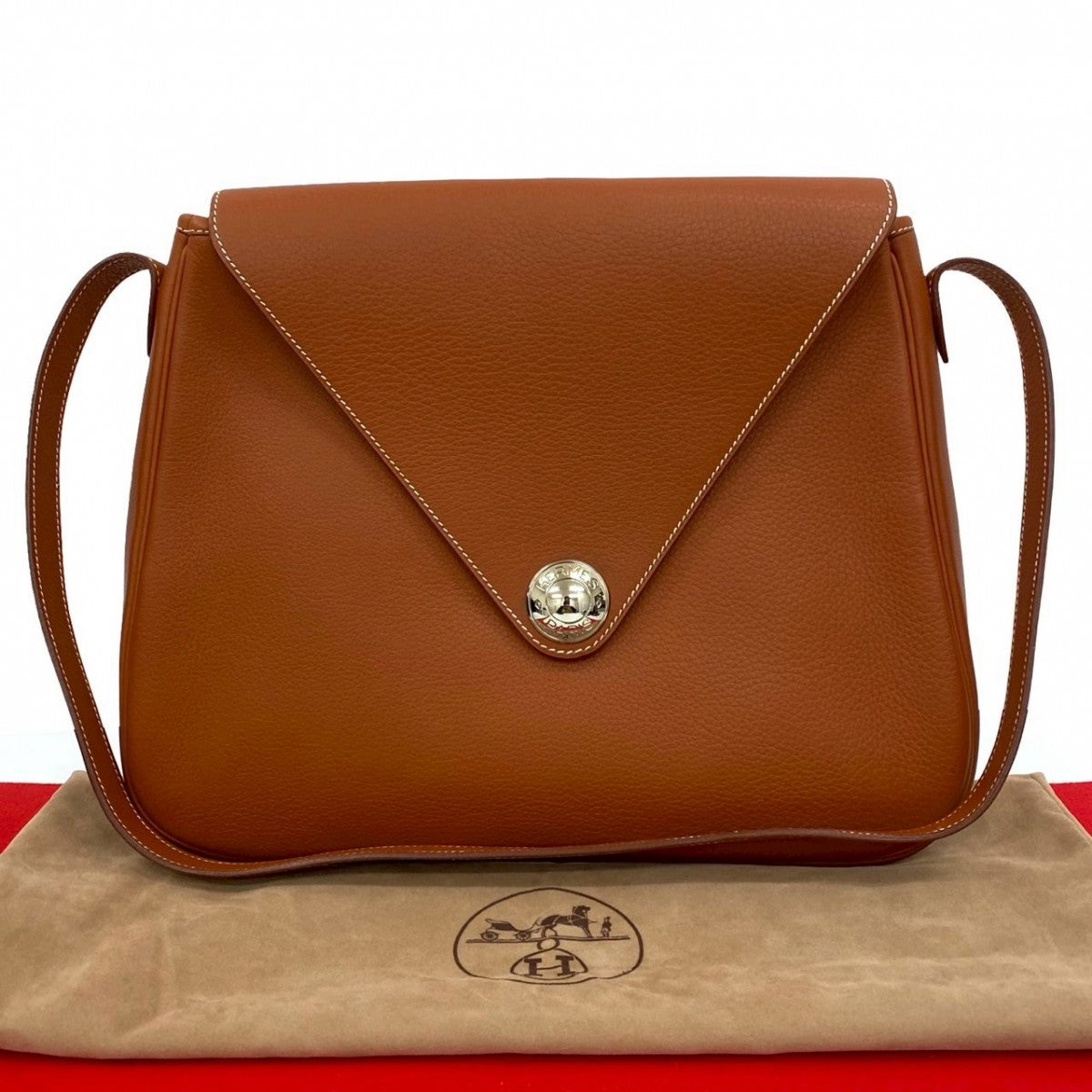 HERMES Shoulder Bag Taurillon Clemence Brown Christine