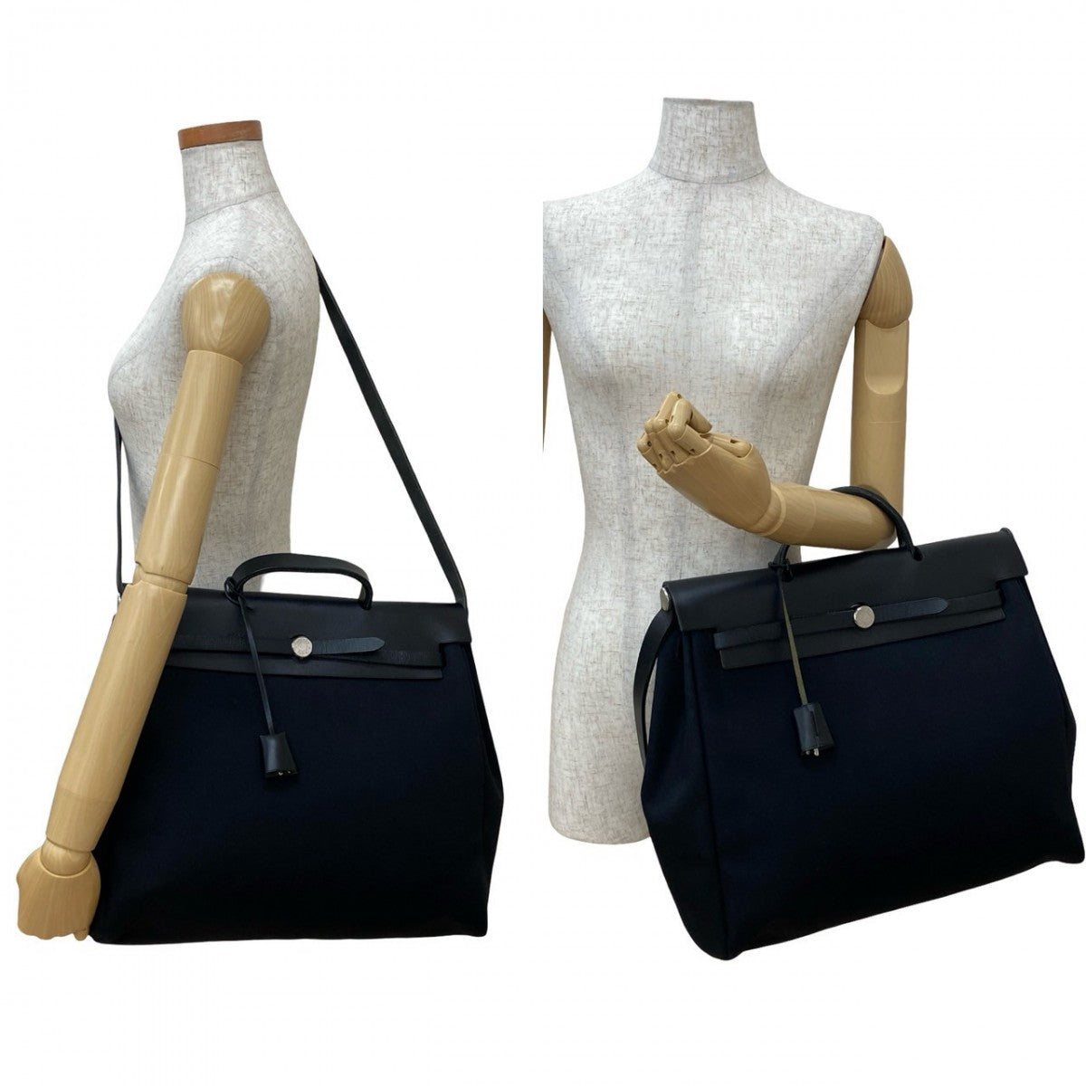 HERMES Shoulder Bag Towar Officier black Herbag MM