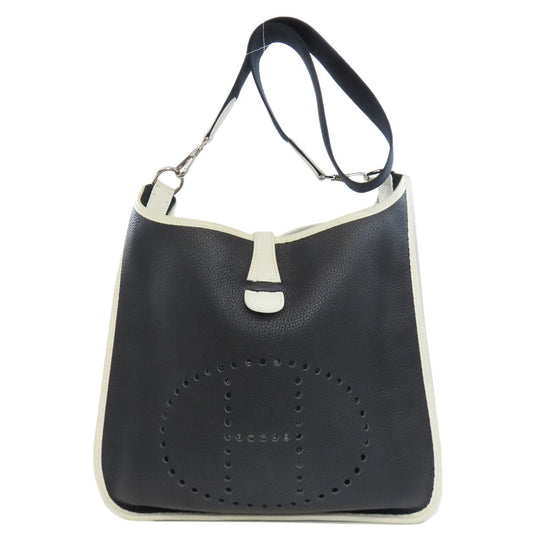 HERMES Shoulder Bag Taurillon Clemence black Evelyn PM SilverMetal Women