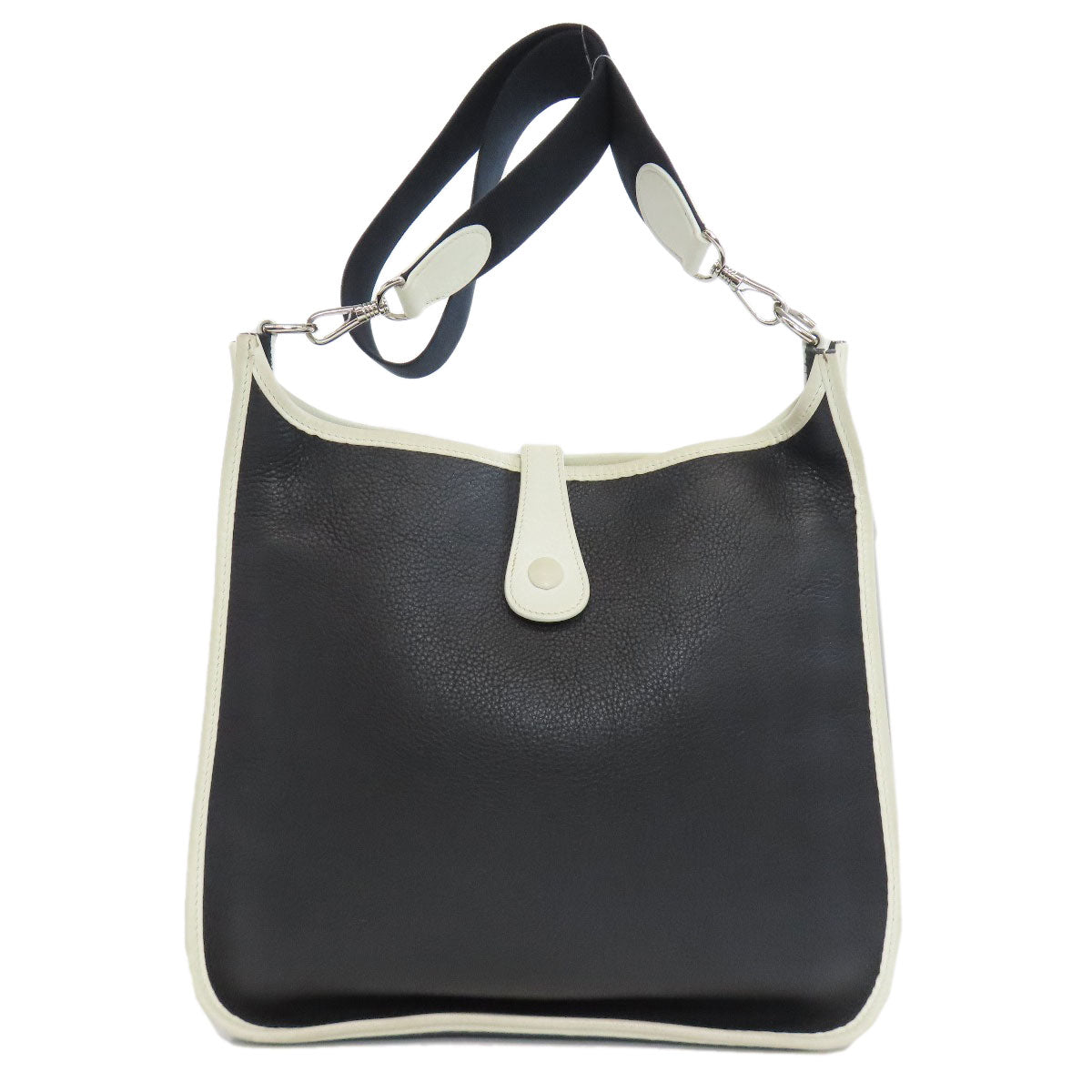 HERMES Shoulder Bag Taurillon Clemence black Evelyn PM SilverMetal Women